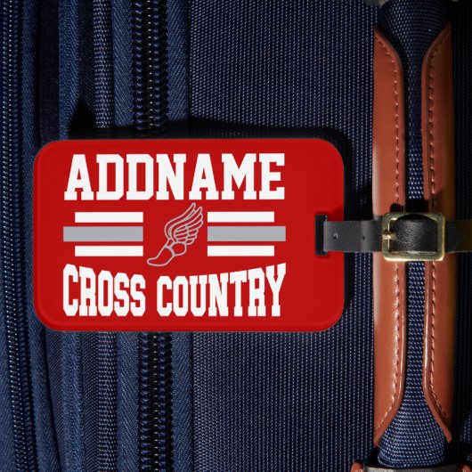 Aangepaste ADD NAAM Cross Country Runner Running T Bagagelabel (Voorkant Insitu 4)
