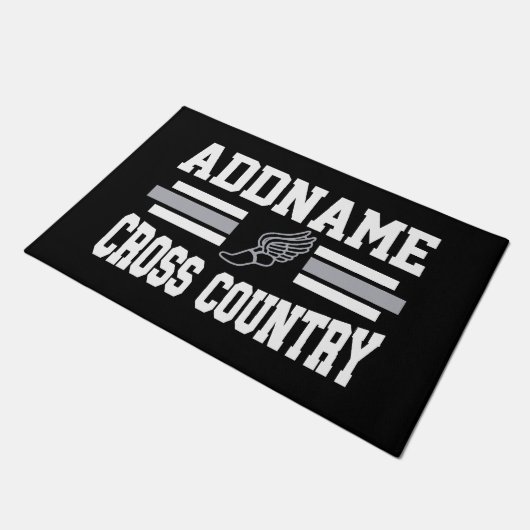 Aangepaste ADD NAAM Cross Country Runner Running T Deurmat (Schuin)