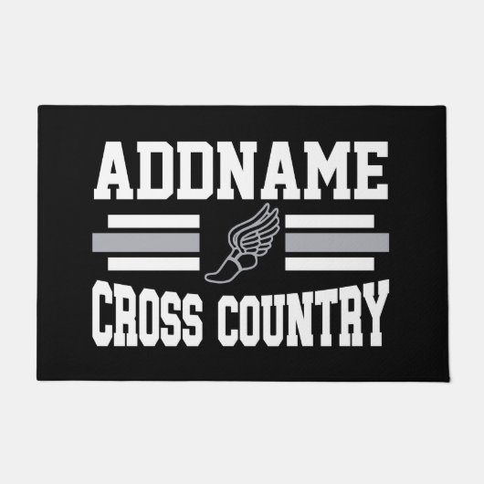 Aangepaste ADD NAAM Cross Country Runner Running T Deurmat (Voorkant)