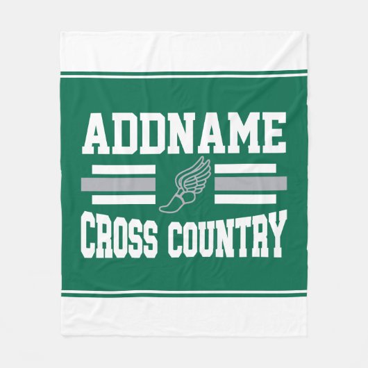 Aangepaste ADD NAAM Cross Country Runner Running T Fleece Deken (Voorkant)
