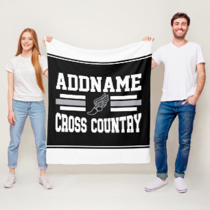 Aangepaste ADD NAAM Cross Country Runner Running T Fleece Deken