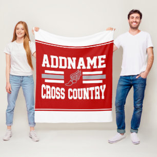 Aangepaste ADD NAAM Cross Country Runner Running T Fleece Deken