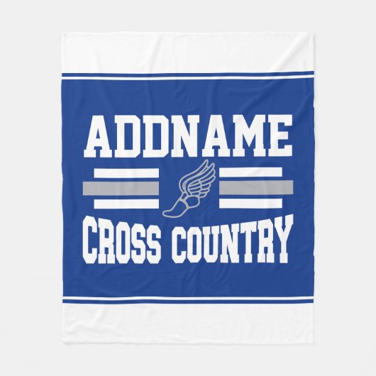 Aangepaste ADD NAAM Cross Country Runner Running T Fleece Deken (Voorkant)
