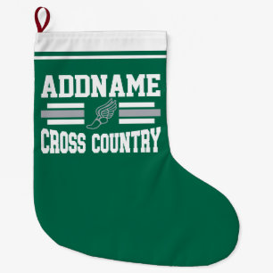 Aangepaste ADD NAAM Cross Country Runner Running T Grote Kerstsok