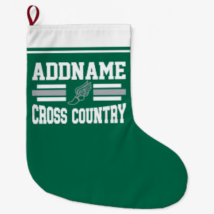 Aangepaste ADD NAAM Cross Country Runner Running T Grote Kerstsok