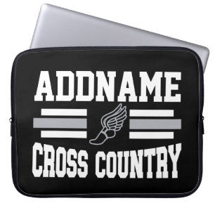 Aangepaste ADD NAAM Cross Country Runner Running T Laptop Sleeve