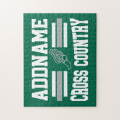 Aangepaste ADD NAAM Cross Country Runner Running T Legpuzzel (Verticaal)