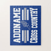 Aangepaste ADD NAAM Cross Country Runner Running T Legpuzzel (Verticaal)