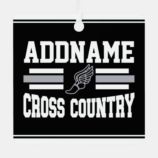 Aangepaste ADD NAAM Cross Country Runner Running T Metalen Ornament (Voorkant)