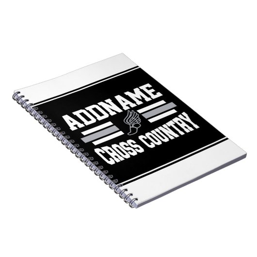 Aangepaste ADD NAAM Cross Country Runner Running T Notitieboek (Rechterzijde)