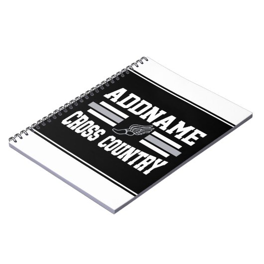 Aangepaste ADD NAAM Cross Country Runner Running T Notitieboek (Linkerzijde)