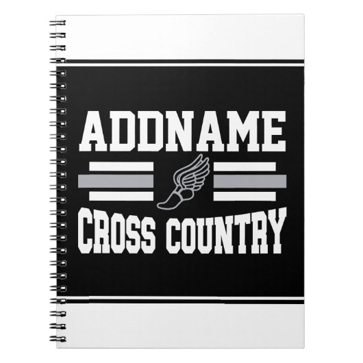 Aangepaste ADD NAAM Cross Country Runner Running T Notitieboek (Voorkant)
