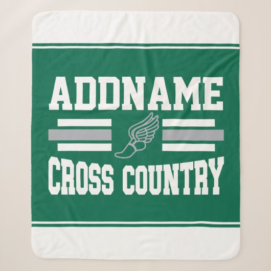 Aangepaste ADD NAAM Cross Country Runner Running T Sherpa Deken (Voorkant)