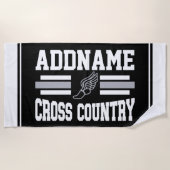 Aangepaste ADD NAAM Cross Country Runner Running T Strandlaken (Voorkant)