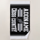 Aangepaste ADD NAAM Cross Country Runner Running T Strandlaken (Voorkant)