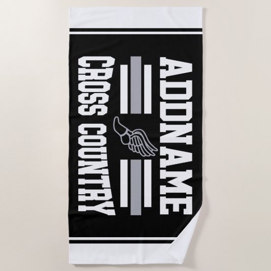 Aangepaste ADD NAAM Cross Country Runner Running T Strandlaken (Voorkant)