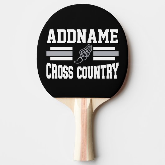 Aangepaste ADD NAAM Cross Country Runner Running T Tafeltennisbatje (Voorkant)