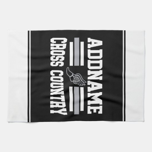 Aangepaste ADD NAAM Cross Country Runner Running T Theedoek (Horizontaal)