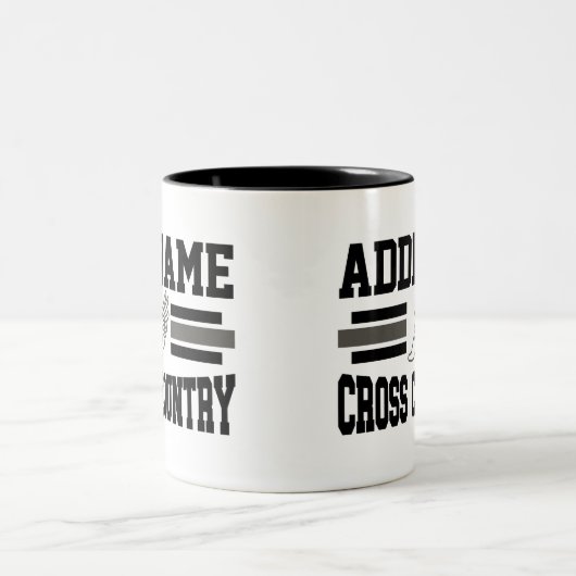 Aangepaste ADD NAAM Cross Country Runner Running T Tweekleurige Koffiemok (Center)