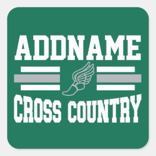 Aangepaste ADD NAAM Cross Country Runner Running T Vierkante Sticker