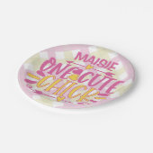 Aangepaste ADD NAAM Eén Cute Chick Pink Yellow Papieren Bordje (Gekanteld)