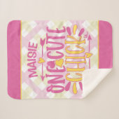 Aangepaste ADD NAAM Eén Cute Chick Pink Yellow Sherpa Deken (Voorkant (horizontaal))