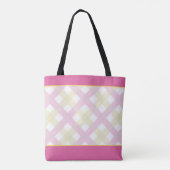 Aangepaste ADD NAAM Eén Cute Chick Pink Yellow Tote Bag (Achterkant)