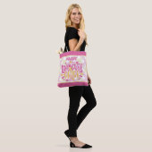 Aangepaste ADD NAAM Eén Cute Chick Pink Yellow Tote Bag (Op model)