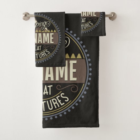 Aangepaste ADD NAAM Familie Kamp Trip Camping Reun Bad Handdoek (Insitu)