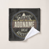 Aangepaste ADD NAAM Familie Kamp Trip Camping Reun Bad Handdoek (Wasdoekje)