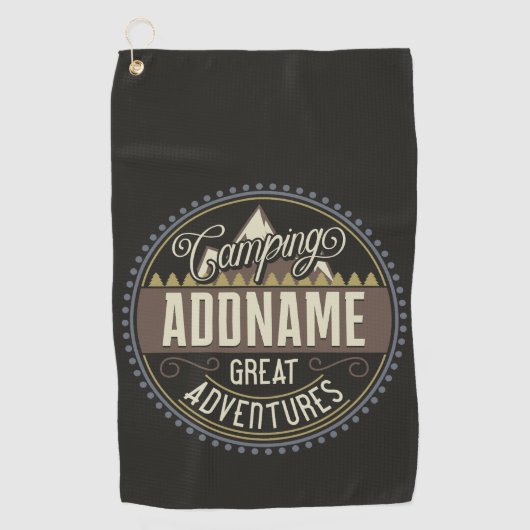 Aangepaste ADD NAAM Familie Kamp Trip Camping Reun Golfhanddoek (Voorkant)