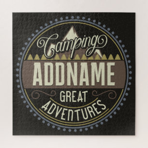 Aangepaste ADD NAAM Familie Kamp Trip Camping Reun Legpuzzel