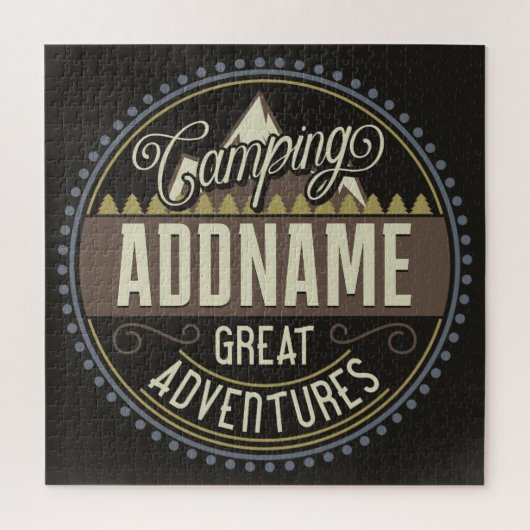 Aangepaste ADD NAAM Familie Kamp Trip Camping Reun Legpuzzel (Verticaal)