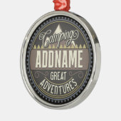 Aangepaste ADD NAAM Familie Kamp Trip Camping Reun Metalen Ornament (Links)