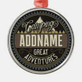 Aangepaste ADD NAAM Familie Kamp Trip Camping Reun Metalen Ornament (Voorkant)