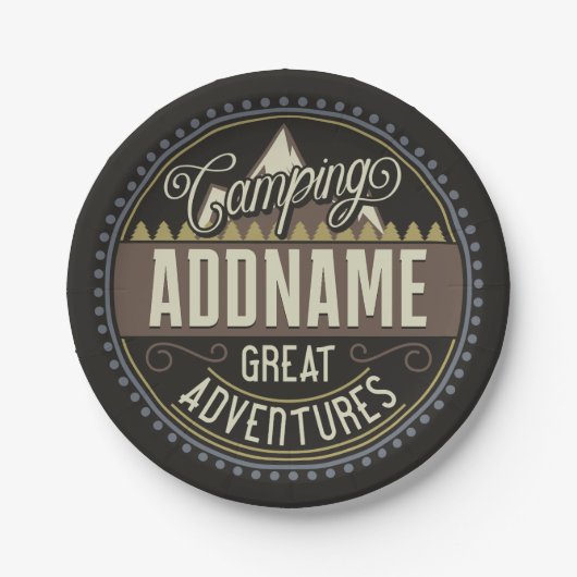 Aangepaste ADD NAAM Familie Kamp Trip Camping Reun Papieren Bordje (Voorkant)