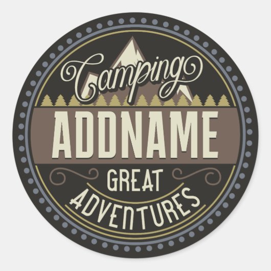 Aangepaste ADD NAAM Familie Kamp Trip Camping Reun Ronde Sticker (Voorkant)