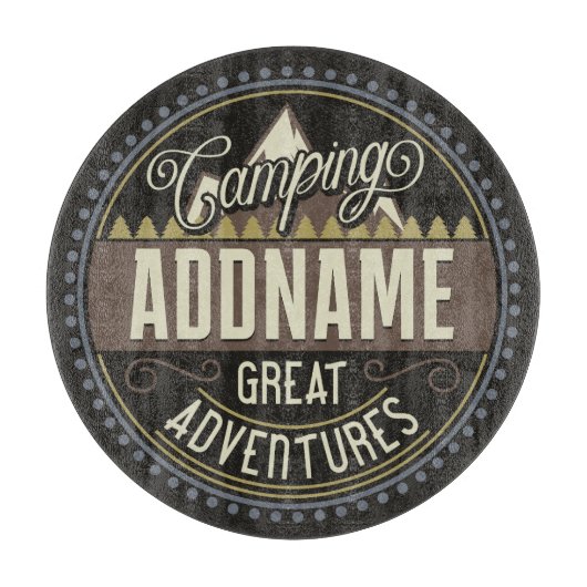 Aangepaste ADD NAAM Familie Kamp Trip Camping Reun Snijplank (Voorkant)