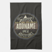 Aangepaste ADD NAAM Familie Kamp Trip Camping Reun Theedoek (Verticaal)