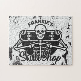 Aangepaste ADD NAAM Schedel Skateboard Skate Winke Legpuzzel