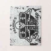 Aangepaste ADD NAAM Schedel Skateboard Skate Winke Legpuzzel (Verticaal)