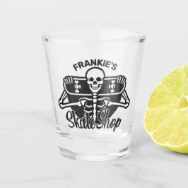 Aangepaste ADD NAAM Schedel Skateboard Skate Winke Shot Glas