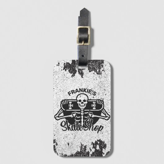 Aangepaste ADD NAAM Skull Skateboard Schaats Winke Bagagelabel (Voorkant (verticaal))