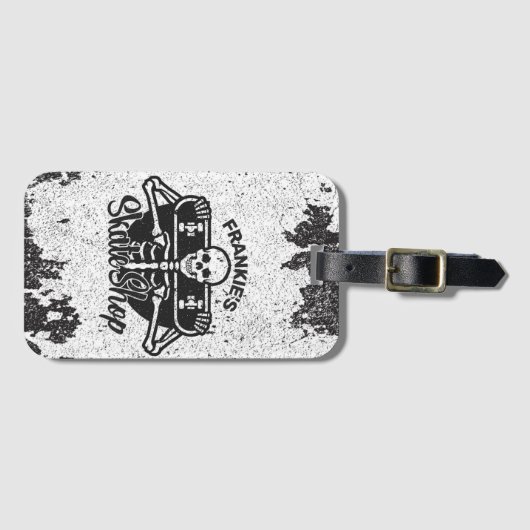 Aangepaste ADD NAAM Skull Skateboard Schaats Winke Bagagelabel (Voorkant (horizontaal))