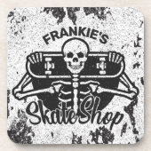 Aangepaste ADD NAAM Skull Skateboard Schaats Winke Bier Onderzetter (Voorkant)