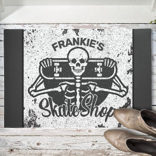 Aangepaste ADD NAAM Skull Skateboard Schaats Winke Deurmat