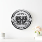Aangepaste ADD NAAM Skull Skateboard Schaats Winke Grote Klok (Huis)