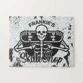 Aangepaste ADD NAAM Skull Skateboard Schaats Winke Legpuzzel (Horizontaal)