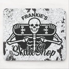 Aangepaste ADD NAAM Skull Skateboard Schaats Winke Muismat