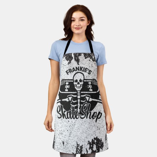 Aangepaste ADD NAAM Skull Skateboard Schaats Winke Schort (Gedragen)